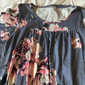 Sleeveless Floral Nursing Gown - Pink Floral on Charcoal